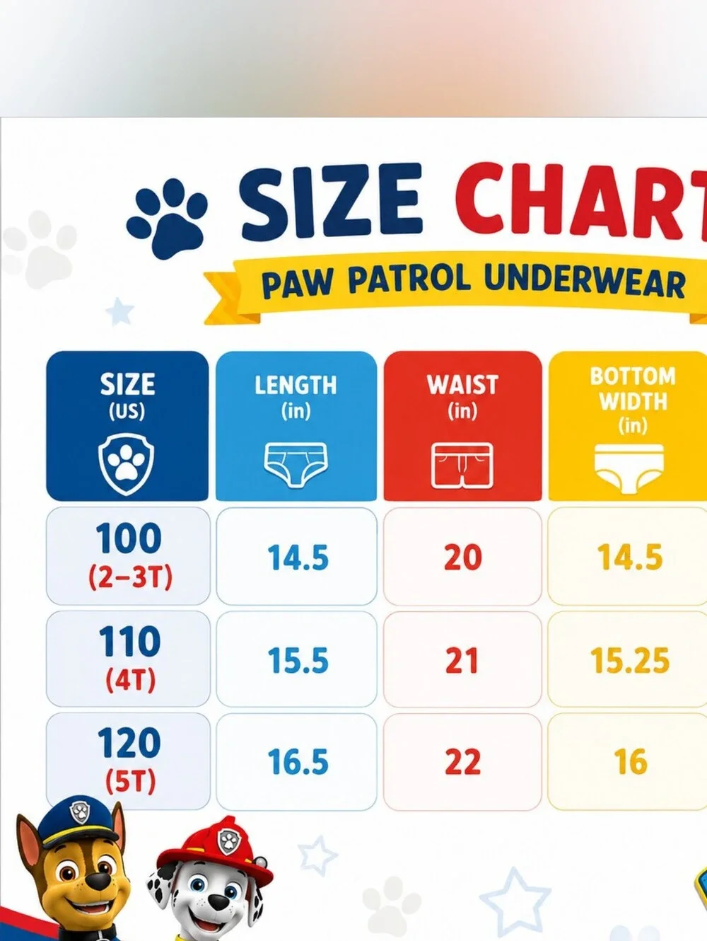 Kids Paw Patrol Striped Boxer Briefs 4 Pack Toddler Cotton Underwear 3T & 4T
